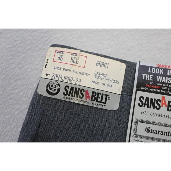 Sansabelt Jaymar Ruby Grant Gray Flex Fit Flat Dress Pants Mens Size 36 NWT - Picture 9 of 9
